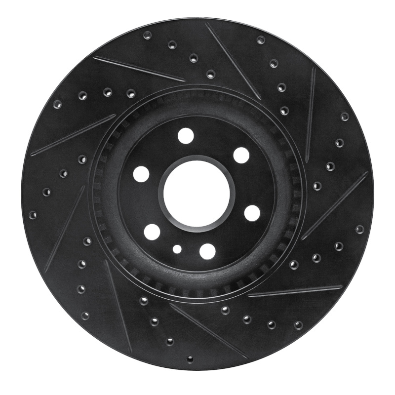 Cadillac SRX Brake Rotor (1) - Front Left - R1 Concepts - Drilled & Slotted - Black - `10-`16